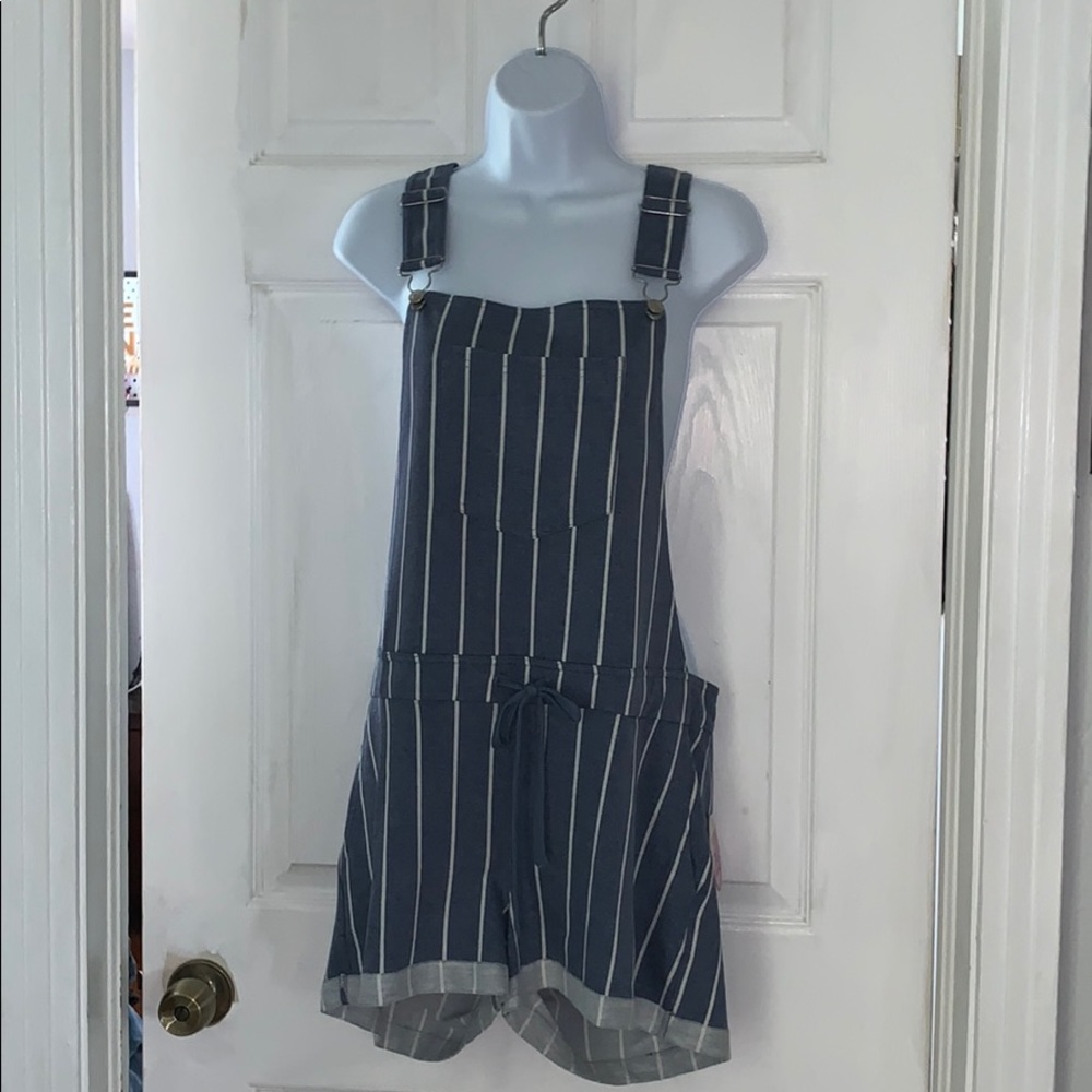 🎉Full Circle Trends Blue/White Striped Overalls